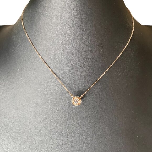 Kate Spade New York Gold Tone Dainty Chain Rhinestone Lady Marmalade Necklace - Picture 1 of 9